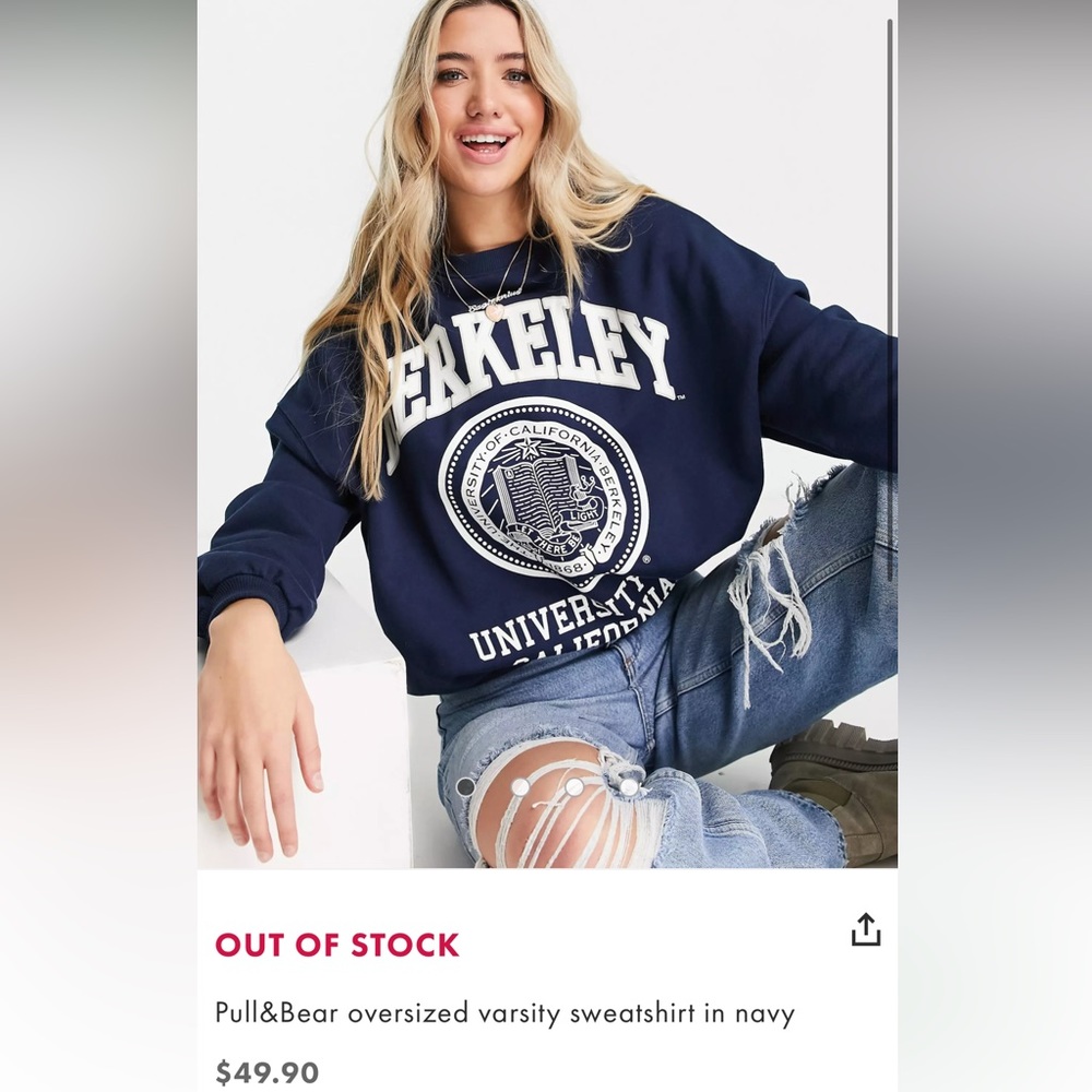 Pull&Bear Medium Berkeley Navy Sweatshirt